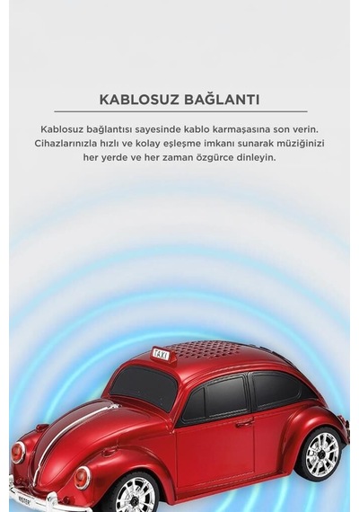 Delux Serisi Nostalji Radyo Nostaljik Bluetooth Hoparlör Retro Araba Voswos D49 Kırmızı