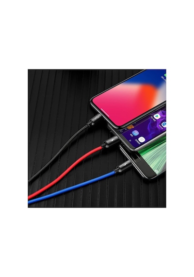 Lightning Iphone Micro Usb Type-c Hızlı Şarj Kablosu Çoklu Örgü Şarz Kablosu Tüm Cep Telefonlara Uyumlu 120cm 3 İn 1 Kablo