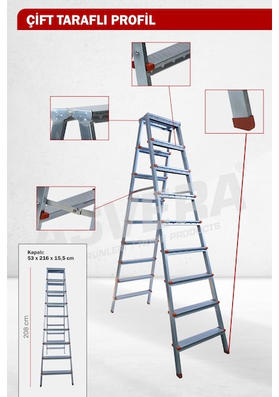 Asvera 9+9 Çift Çıkışlı Profil Merdiven