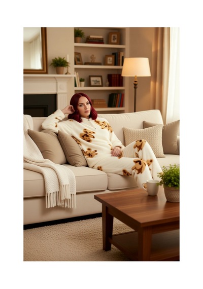 Ersefa Kadın Ayıcıklı Wellsoft Pijama Takımı Fonksiyonel Dayanıklı Kalit Çok renkli