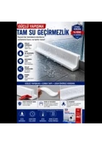 Kendinden Yapışkanlı Silikon Su Bariyeri 2 M Beyaz Banyo, Duş, Mutfak Ve Kapı Eşiği İçin Su Sızdır