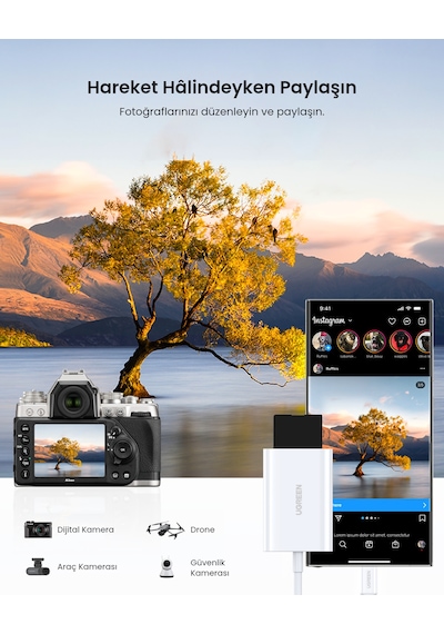 Ugreen 2-in-1 Usb-c Sd Ve Microsd Kart Okuyucu, Usb 3.0, 2 Tb Kart Desteği, 15 Cm Kablo Beyaz, 35506