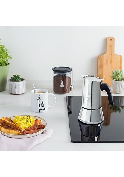 Venus: 4 Cups Ocak Üstü Espresso Pişirici - 170ml - Gümüş Renk - Paslanmaz Çelik Gövde - Patentli Güvenlik Valf