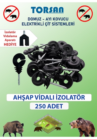Elektrikli Çit Tel Ahşap Vidalı İzolatör 250 Adet