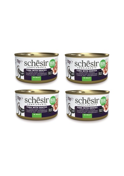 Schesir Ton Ve Sinarit Jöleli Tamamlayıcı Kedi Konservesi 70 Gr. X 4 Adet