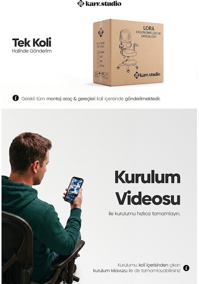 Lora Ergonomik Çocuk Çalışma Sandalyesi - Krem