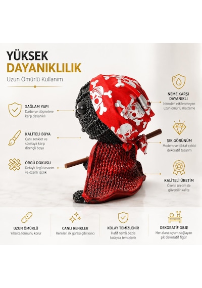 Örgü Tasarımlı Polyester Ninja Voodoo Biblo Savaşçı Figür Dekoratif Obje Genç Odası Hediyelik 18 Cm 42860331