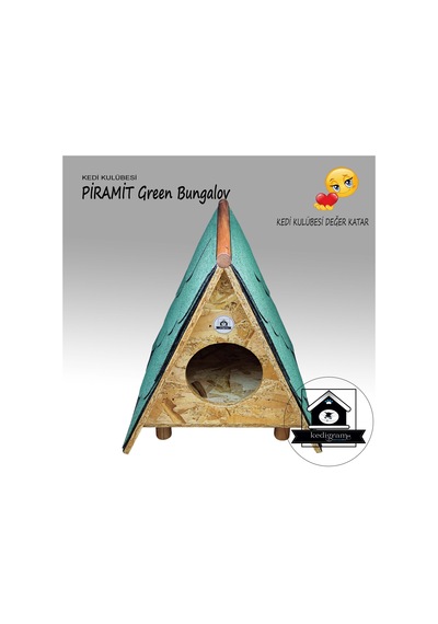 Kedigram Kedi Kulübesi Piramit Villa Greenroof Shingle Kaplama Kedi Evi 37 x 37 CM