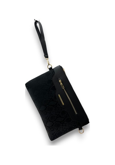 Sanmorris Kadın Suni Deri Ayarlanabilir Çapraz Ve El Askılı Portföy, Clutch Çanta S.siyah - S.siyah