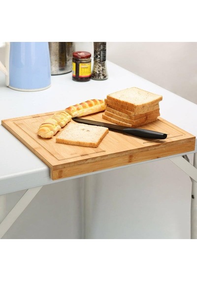 Tezgah Üstü Bambu Kesme Tahtası, Kaymaz Ekmek Tahtası, Kenarlı Kesme Tepsisi Büyük Boy 45cm 35cm - Tezgah Üst Diğer