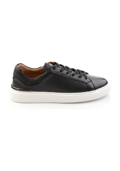 Siyah Hakiki Deri Erkek Sneaker E01595327543 Siyah