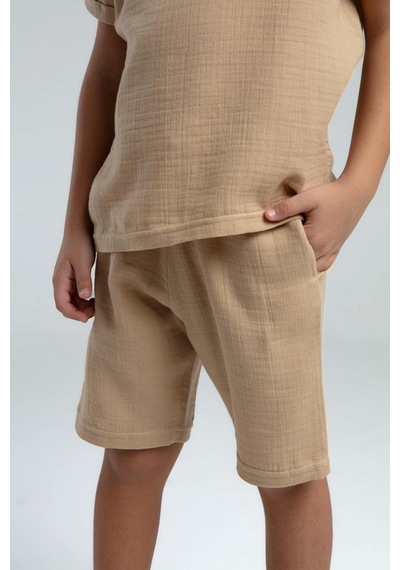 Roly Poly Premium Erkek Çocuk Keten Pamuklu Rahat Kalıp Kısa Kol Bermuda Şortlu Pijama Takım Bej Roly Poly Premium Erkek Çocuk Keten Pamuklu Rahat Kalıp Kısa Kol Bermuda Şortlu Pijama Takım Bej