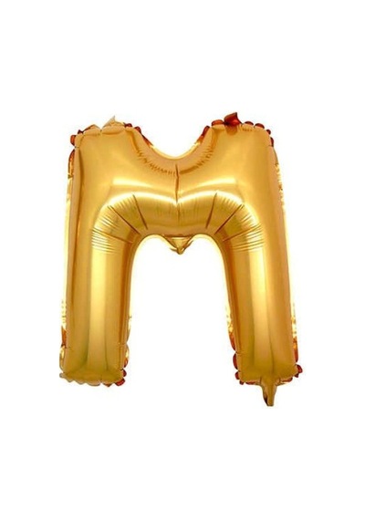M Harf Altın Folyo Balon 40 İnc 100 Cm