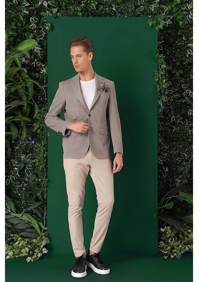 Efor Comfort Fit Kırçıllı Dokuma Pamuklu Casual Vizon Ceket C 665 Vizon