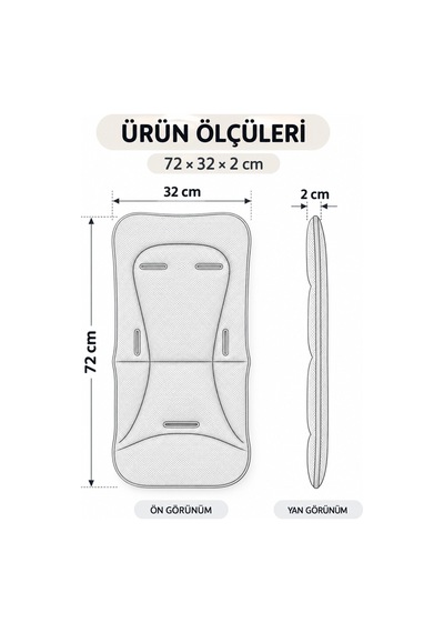3d Mesh Puset Ve Bebek Arabası Minderi 4 Mevsim Çift Taraflı Terletmez Universal Bebek Oto Koltuğu Minderi Siyah-bej