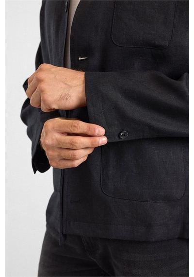 Süvari Siyah Regular Bebe Yaka Düz Poplin Torba Cep 4 Drop Spor Ceket Sct0000000001-s09
