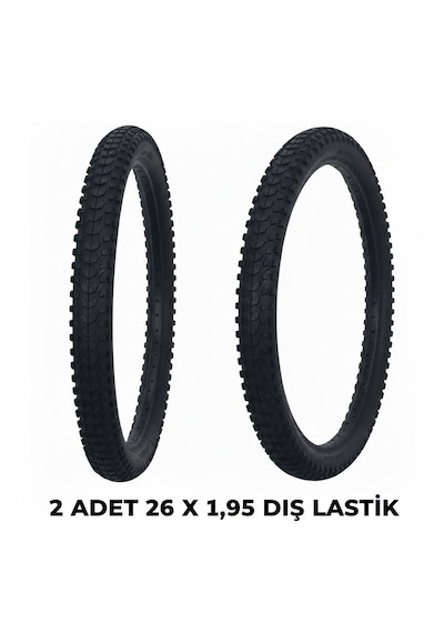 26 Jant Bisiklet Dış Lastik Takımı - 2 Adet 26x1.95 Dağ Bisikleti Mtb Dişli Dış Lastik