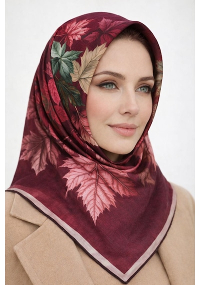 Mono Scarfs Soft Pamuk Eşarp-90 X 90 -06109 Bordo