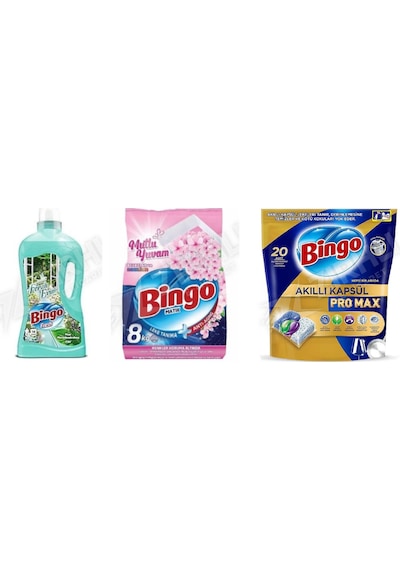 Bingo Yüzey Tem. Fresh 2.5 Lt + Tüm Renkler Toz Det. 8 Kg + Tablet Pro 20'li 3'lü Set Diğer
