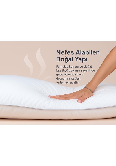 Silver 60 Twin Kaz Tüyü Yastık 3 Bölmeli Tasarım,%60 Gıdık Tüyü + Sırt Tüyü Dolgu, Orta-yumuşak Destek Genel