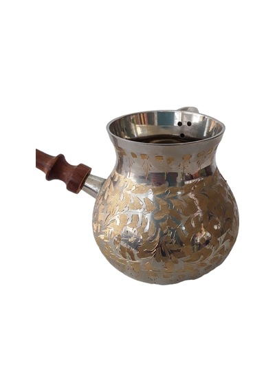 Pirinç Döküm Cezve 5" Jumbo Boy Ahşap Saplı