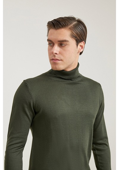 D's Damat Ds Damat Regular Fit Haki Düz Örgü Kazak 5hf0606320071 H01