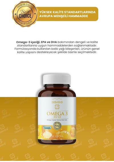 Erbatab Omega 3 Balık Yağı 60 Kapsül Erbatab Omega 3 Balık Yağı 60 Kapsül
