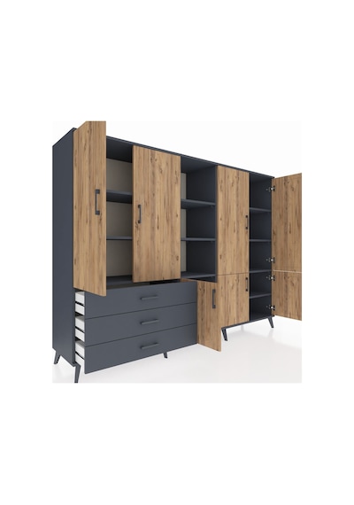 Hyperion Dolap 11 Raflı 3 Çekmeceli 7 Kapaklı 220x44x163 Antrasit Antrasit-çam/antrasit Hyperion Dolap 11 Raflı 3 Çekmeceli 7 Kapaklı 220x44x163 Antrasit Antrasit-çam/antrasit