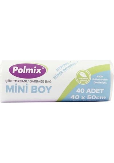 Polmix Standart Mini Boy Çöp Torbası 6 Adet Şeffaf 40 x 50 CM