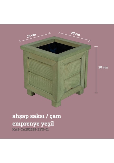 Kaf Ahşap Dekoratif Ahşap Saksı - Küçük Boy / Emprenye Yeşil