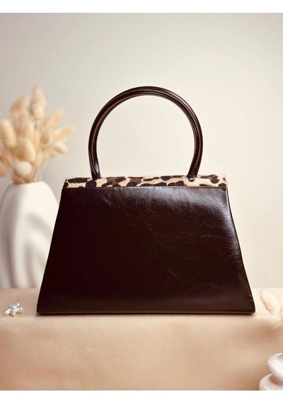 Elora Atelier Elora Leopar Desenli Koyu Kahve Çanta Çok Renkli