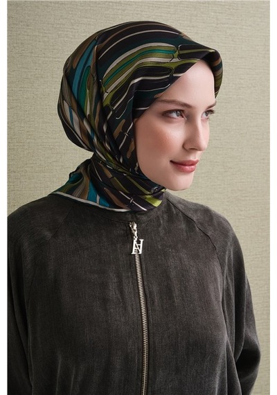 Armine Saf İpek Sura Eşarp 9616d 05 Siyah Mürdüm