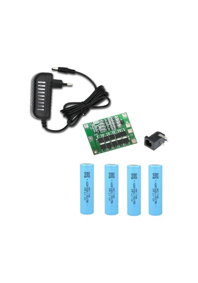 4 Adet Aspilsan Li-ion Pil, 4s 40a Bms, 18 Volt 1 Amper Adaptör Ve 5,5x2,5 Dişi Soket