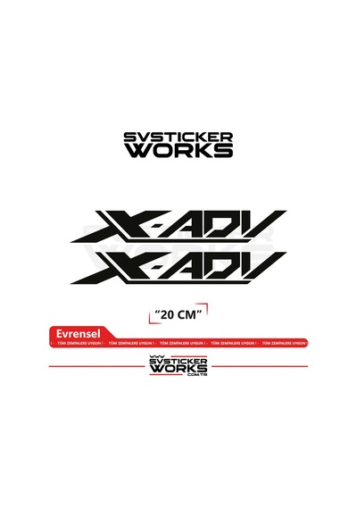 Honda X-adv 750 Sticker Uyumlu Yazı Yüksek Kalite Özel Kesim Folyo 2'li Set Siyah