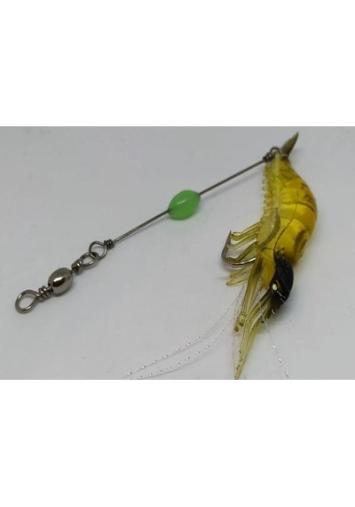 Karides Shrimp Sahte Silikon Balık Yemi Fosforlu Kancalı 9.5 Cm 6.3 Gr Sarı