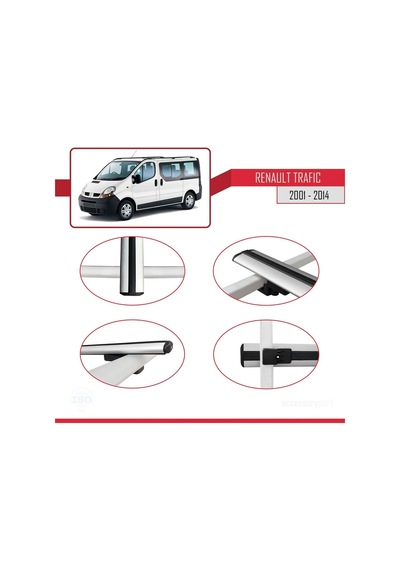 Renault Trafic 2001-2014 Arası İle Uyumlu Basic Model Ara Atkı Tavan Barı Gri 3 Adet