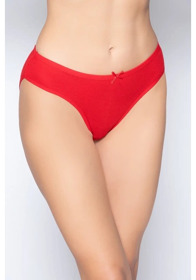 Hepsine Rakip 6'lı Tutku Kadın Pamuklu Fiyonklu İnce Bel Bikini Külot Seti Kırmızı
