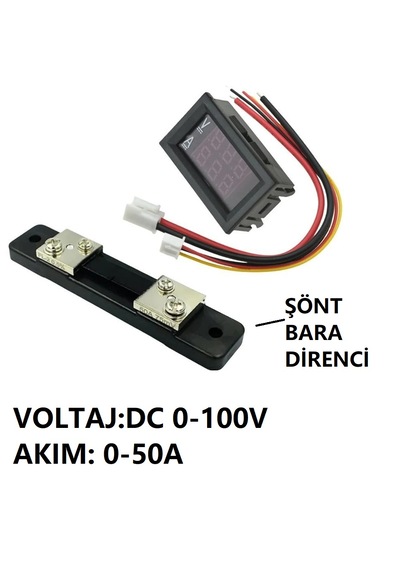 Yate10 Dc 0-100v 0-50a Voltampermetre+şönt Bara Direnci