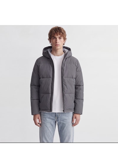 Jack & Jones Erkek Ayarlanabilir Bagcikli Kapüsonlu Puffer Ceket - Galaxy - 12303930 Asphalt