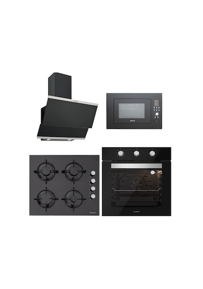 Silverline BO6503B01 - CS5349B01 - 3420 Classy 60 - MW9018B01 Siyah Cam Ankastre Set