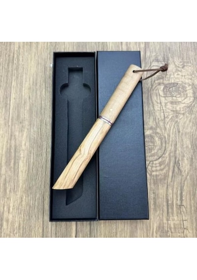 Damascus Kamp Tanto Japon Edc Zeytin Ağacı Sap Kahverengi