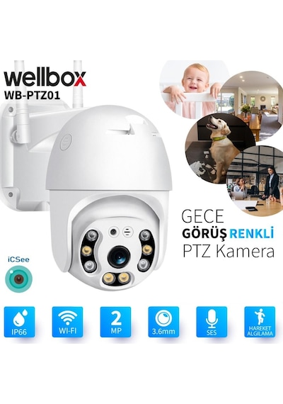 Wellbox Wb Ptz01 2mp 3 6mm Wifi Dış Ortam Ahd Pan Tilt Kamera