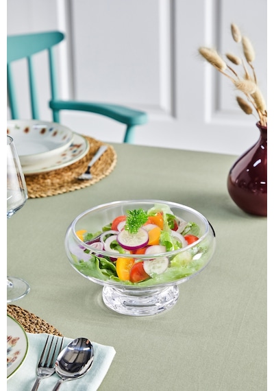Selen Concept Ay Model Ayaklı El Yapımı Cam Salata Ve Sunum Kasesi Şeffaf