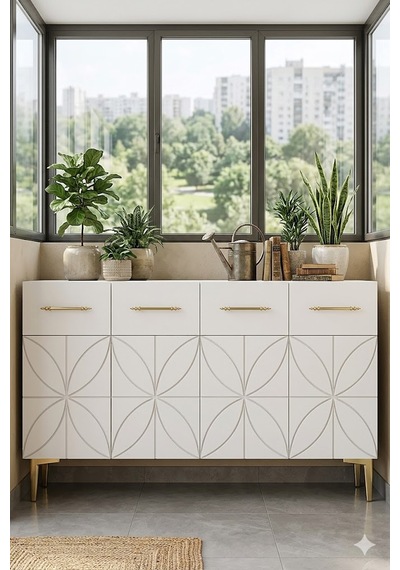 Ka1234bg Eliz Konsol Ve Tv Sehpası Beyaz-gold 120cm