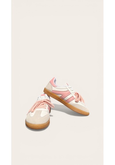 Çift Renkli İki Bağcıklı Kadın Spor Ayakkabısı Sneaker Retro Sneaker Beyaz - Pembe Çift Renkli İki Bağcıklı Kadın Spor Ayakkabısı Sneaker Retro Sneaker Beyaz - Pembe