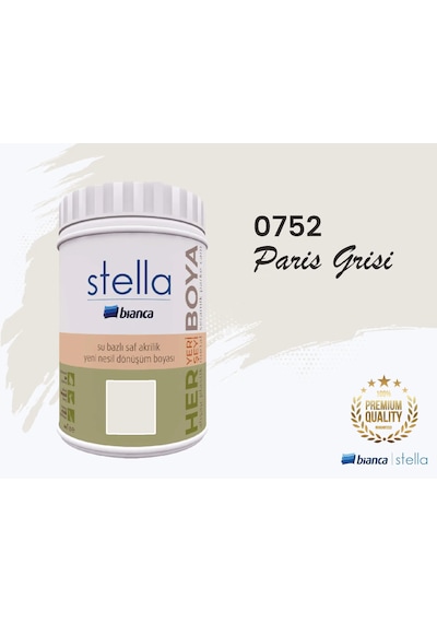 Bianca Stella Su Bazlı Saf Akrilik Boya 1 Litre Paris Grisi