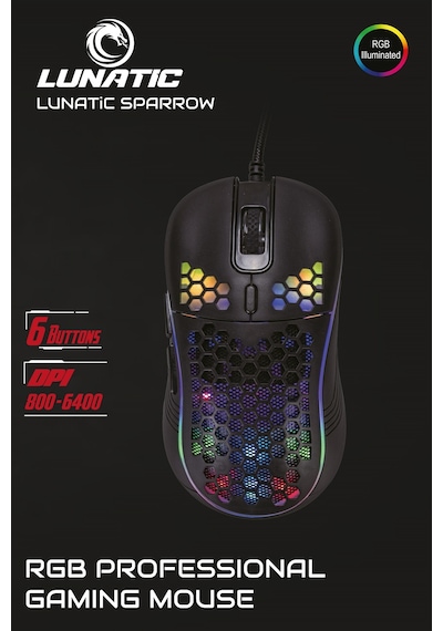 Lunatic Sparrow 6400 Dpi Rgb Ledli Makrolu Oyuncu Mouse