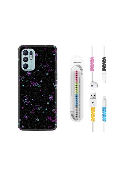 Oppo Reno6 Kılıf Kablo Koruyuculu Galaxy Yunus Göz 1860