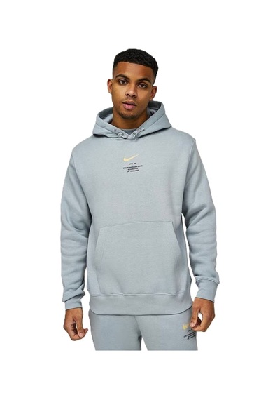 Nike Athletics Pullover Hoodie Grafik Baskılı Kapüşonlu Erkek Sweatshirt Gri