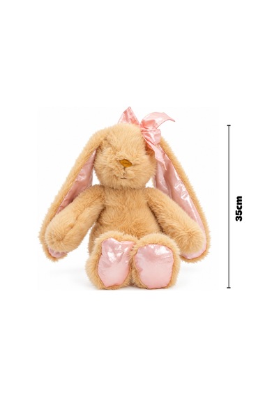 Pembe Fiyonklu Süt Kahve Peluş Tavşan 35 Cm Çok Renkli